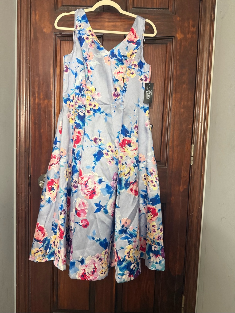 Alex Evenings Lilac Multi Floral Print A Line Sleeveless Dress WomensSize:8 $179